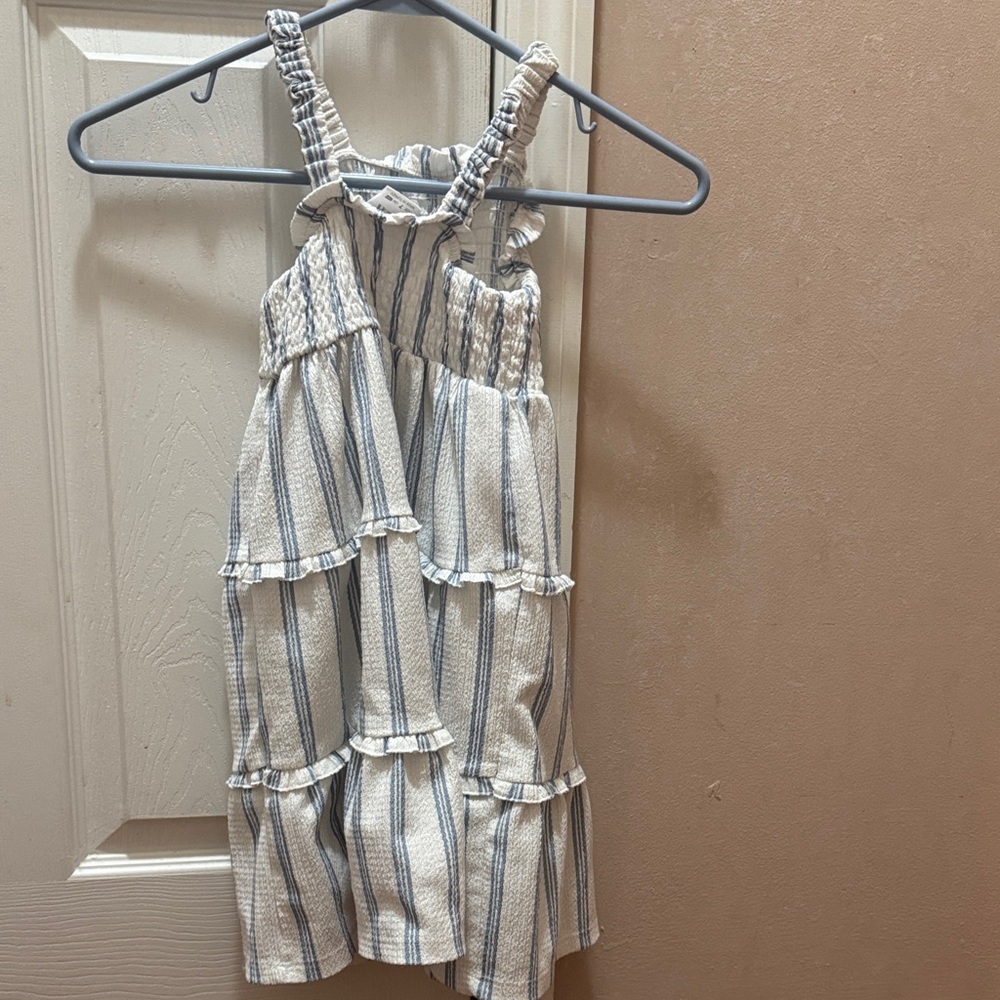 Zara Blue and White Striped Kids Dress
